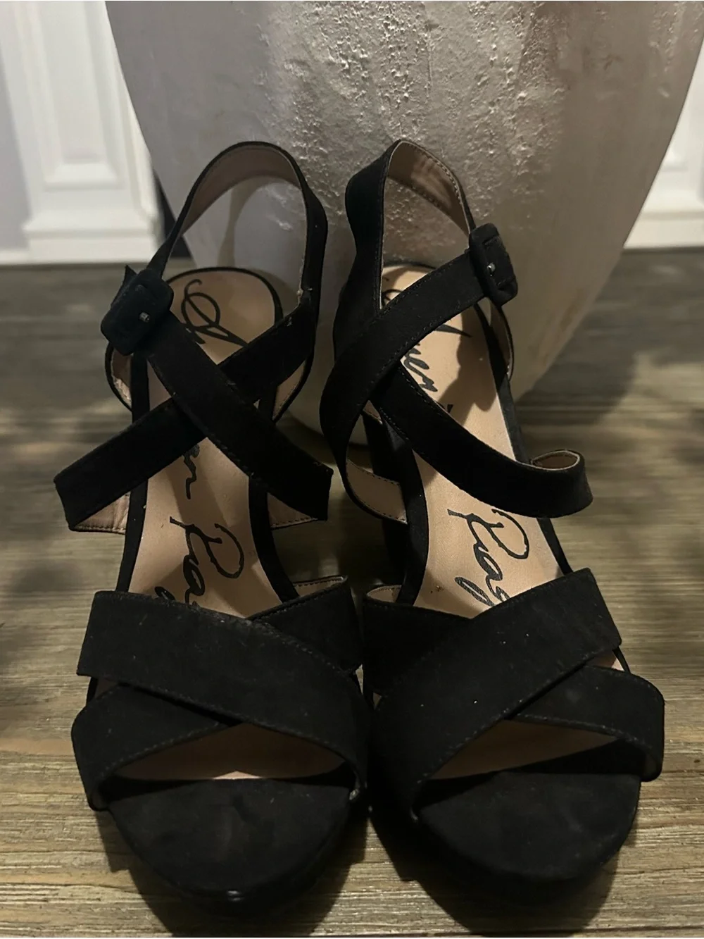 Black Crisscross Platform Sandals - Women